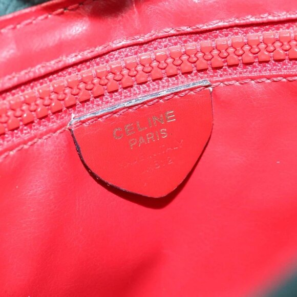 CELINE Hand Bag Leather 2way Green Gold Auth 94979 - Picture 13 of 16